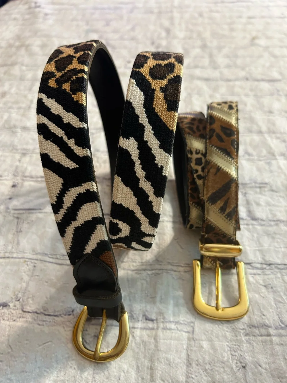 DBU MULTI ANIMAL PRINT LEATHER AND MULTI ANIMAL PRINT LEATHER BELTS (2) ARTSY